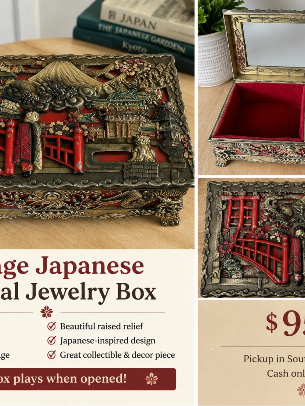 Vintage Japanese Musical Jewelry Box 🎵 ( it works)